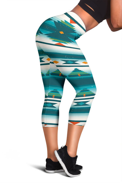 Blue Tribal Aztec Women Capris