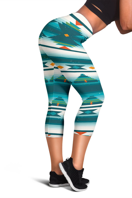 Blue Tribal Aztec Women Capris