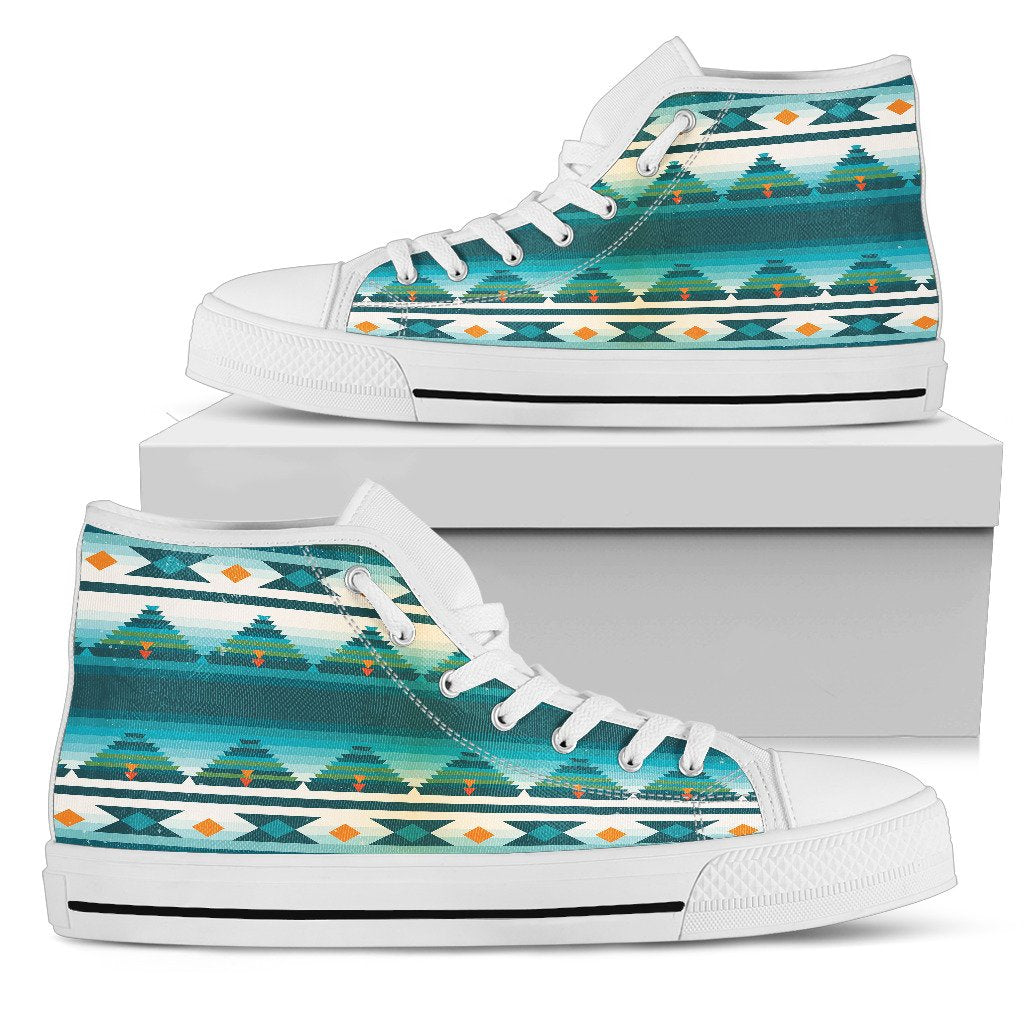 Blue Tribal Aztec Women High Top Shoes