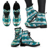 Blue Tribal Aztec Women Leather Boots