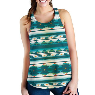 Blue Tribal Aztec Women Racerback Tank Top