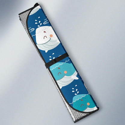 Blue Whale Pattern Print Design 01 Car Sun Shade-JORJUNE.COM