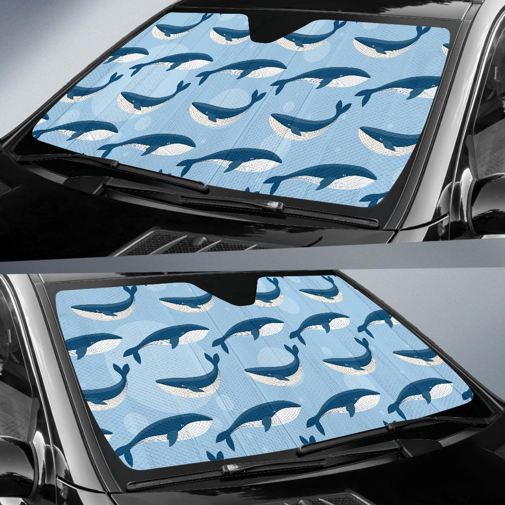 Blue Whale Pattern Print Design 02 Car Sun Shade-JORJUNE.COM