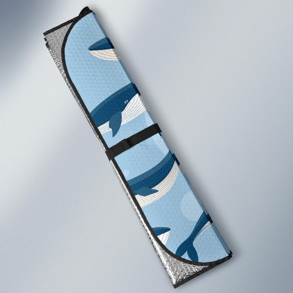 Blue Whale Pattern Print Design 02 Car Sun Shade-JORJUNE.COM
