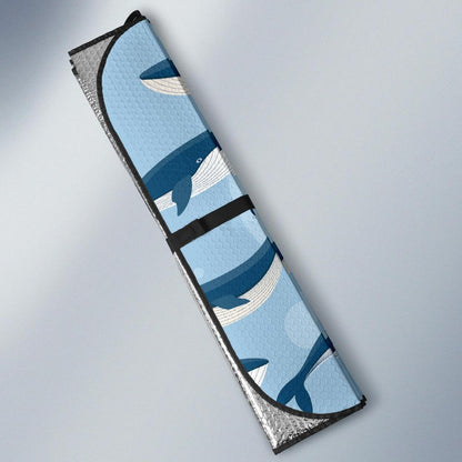 Blue Whale Pattern Print Design 02 Car Sun Shade-JORJUNE.COM