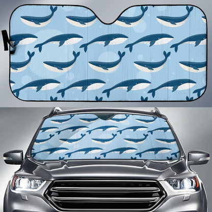 Blue Whale Pattern Print Design 02 Car Sun Shade-JORJUNE.COM