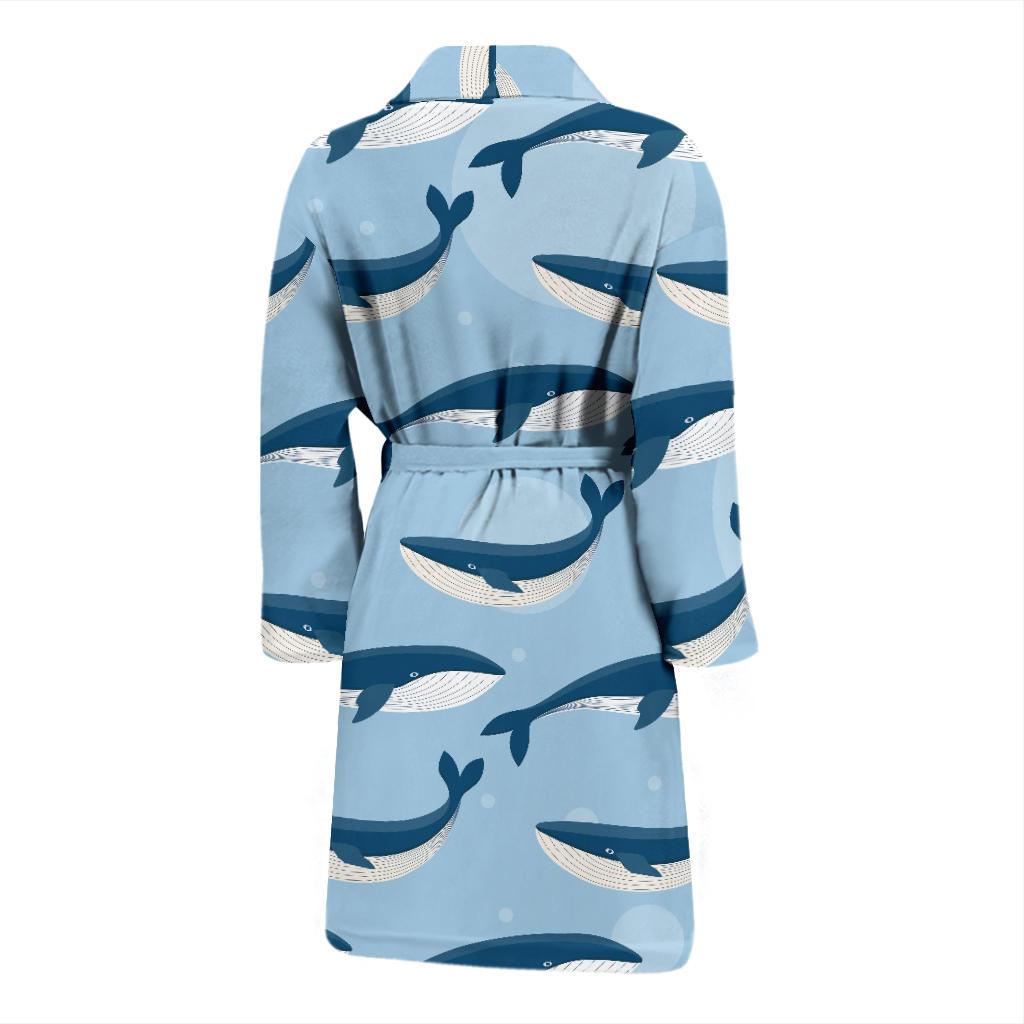 Blue Whale Pattern Print Design 02 Men Bathrobe-JORJUNE.COM
