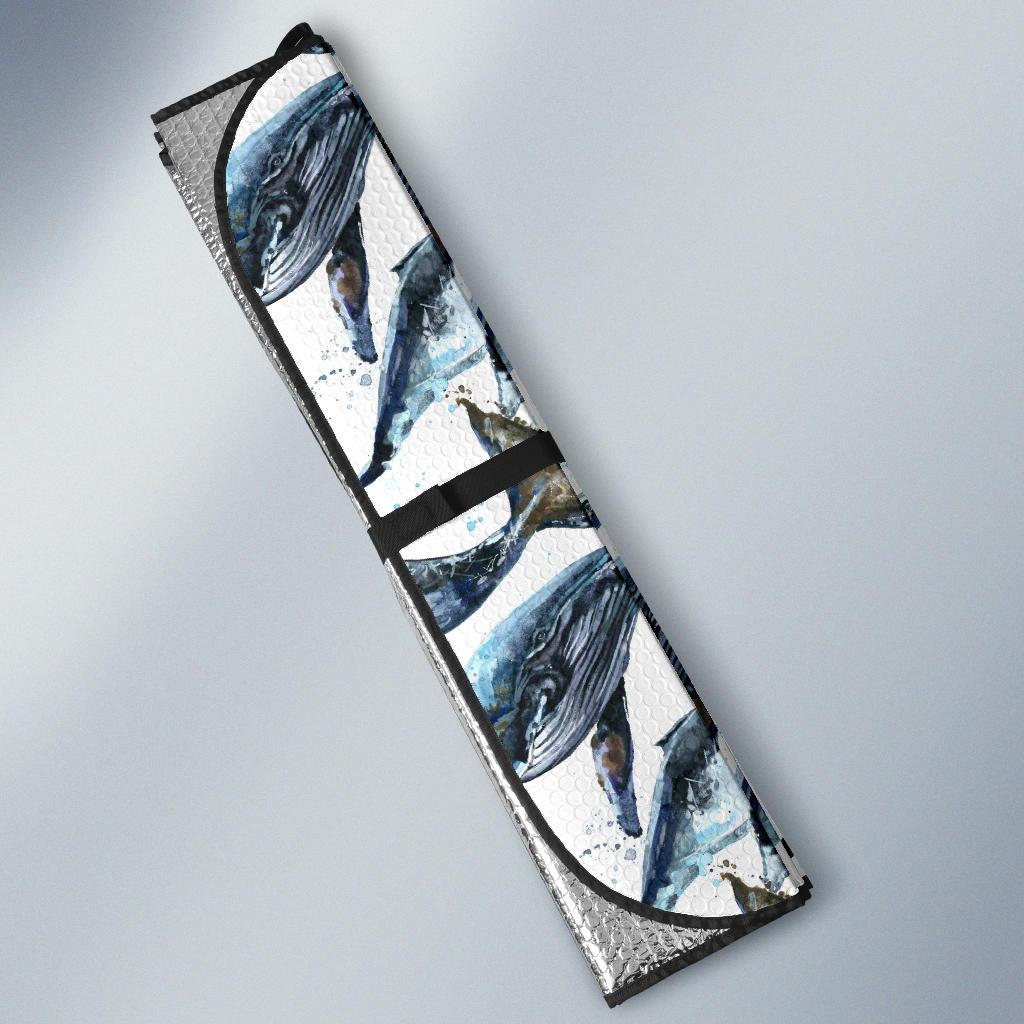 Blue Whale Pattern Print Design 03 Car Sun Shade-JORJUNE.COM