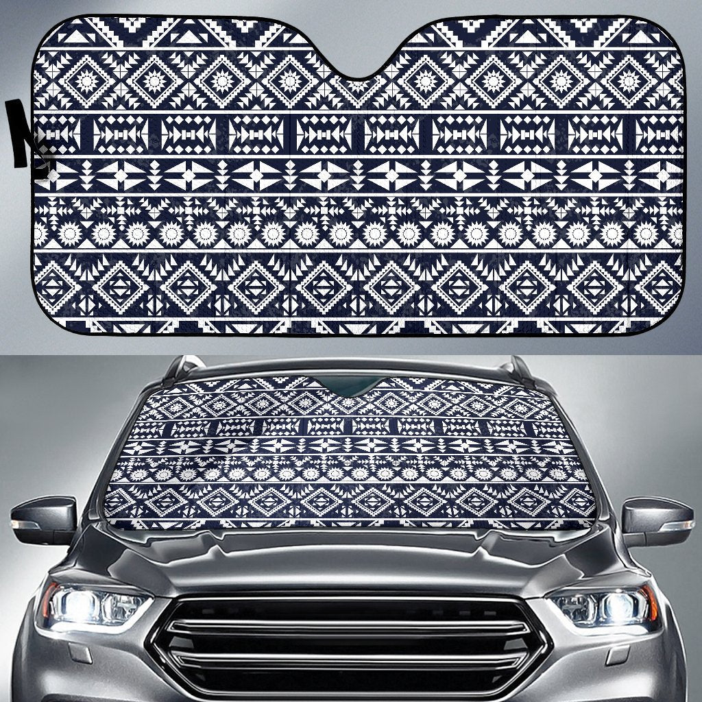 Blue White Tribal Aztec Car Sun Shade-JorJune