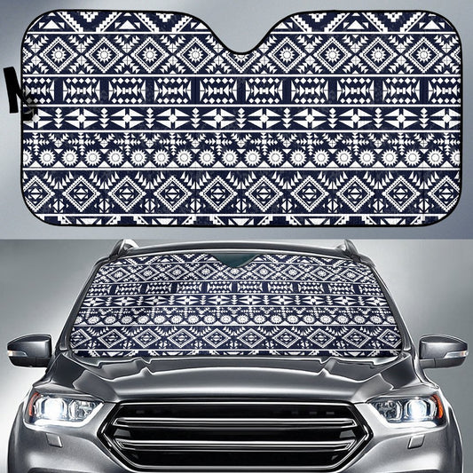 Blue White Tribal Aztec Car Sun Shade-JorJune
