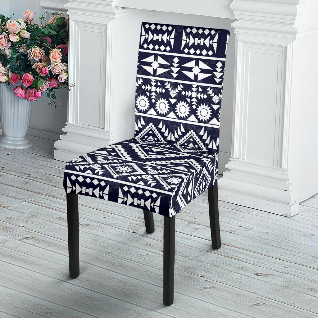 Blue White Tribal Aztec Dining Chair Slipcover-JORJUNE.COM