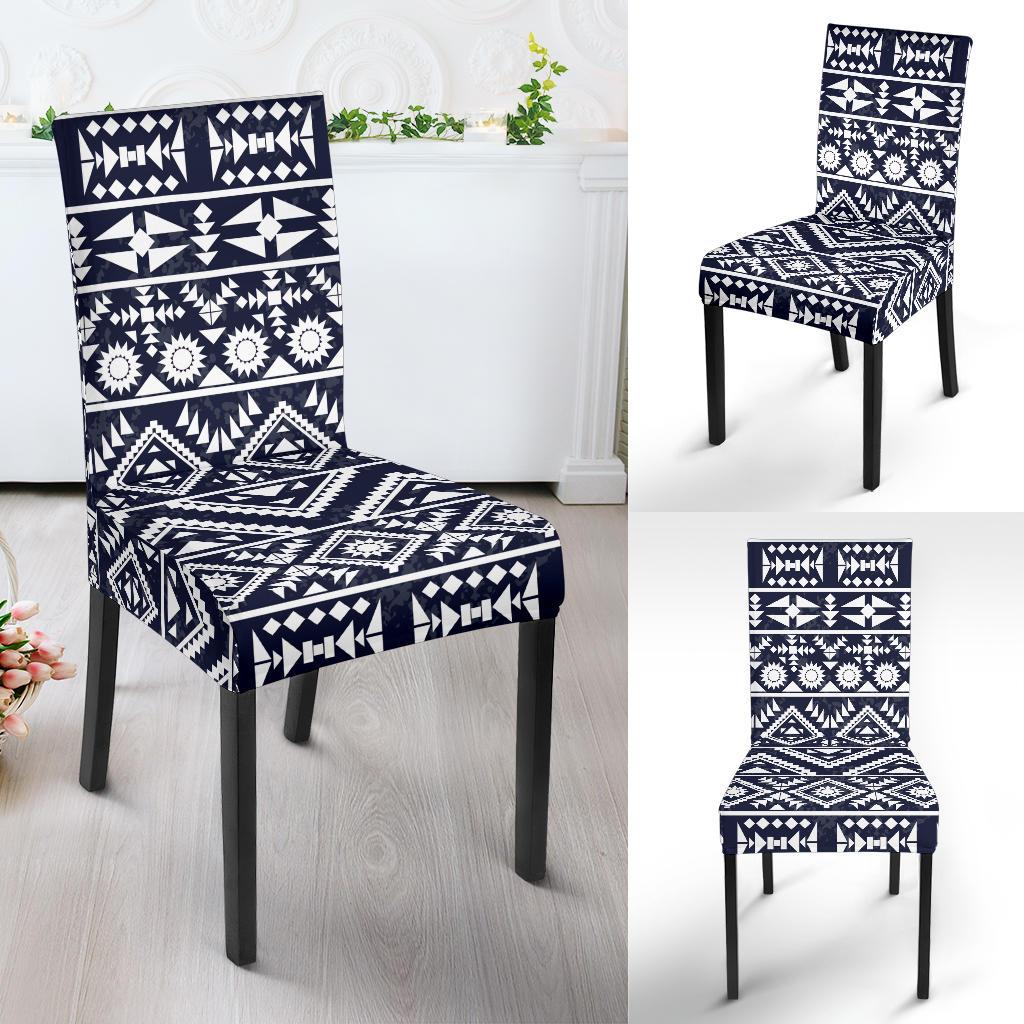 Blue White Tribal Aztec Dining Chair Slipcover-JORJUNE.COM