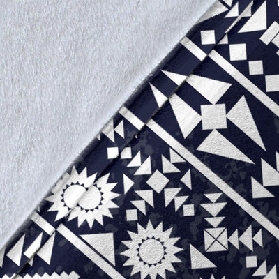 Blue White Tribal Aztec Fleece Blanket