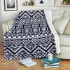 Blue White Tribal Aztec Fleece Blanket