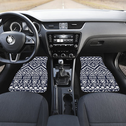 Blue White Tribal Aztec Front and Back Car Floor Mats