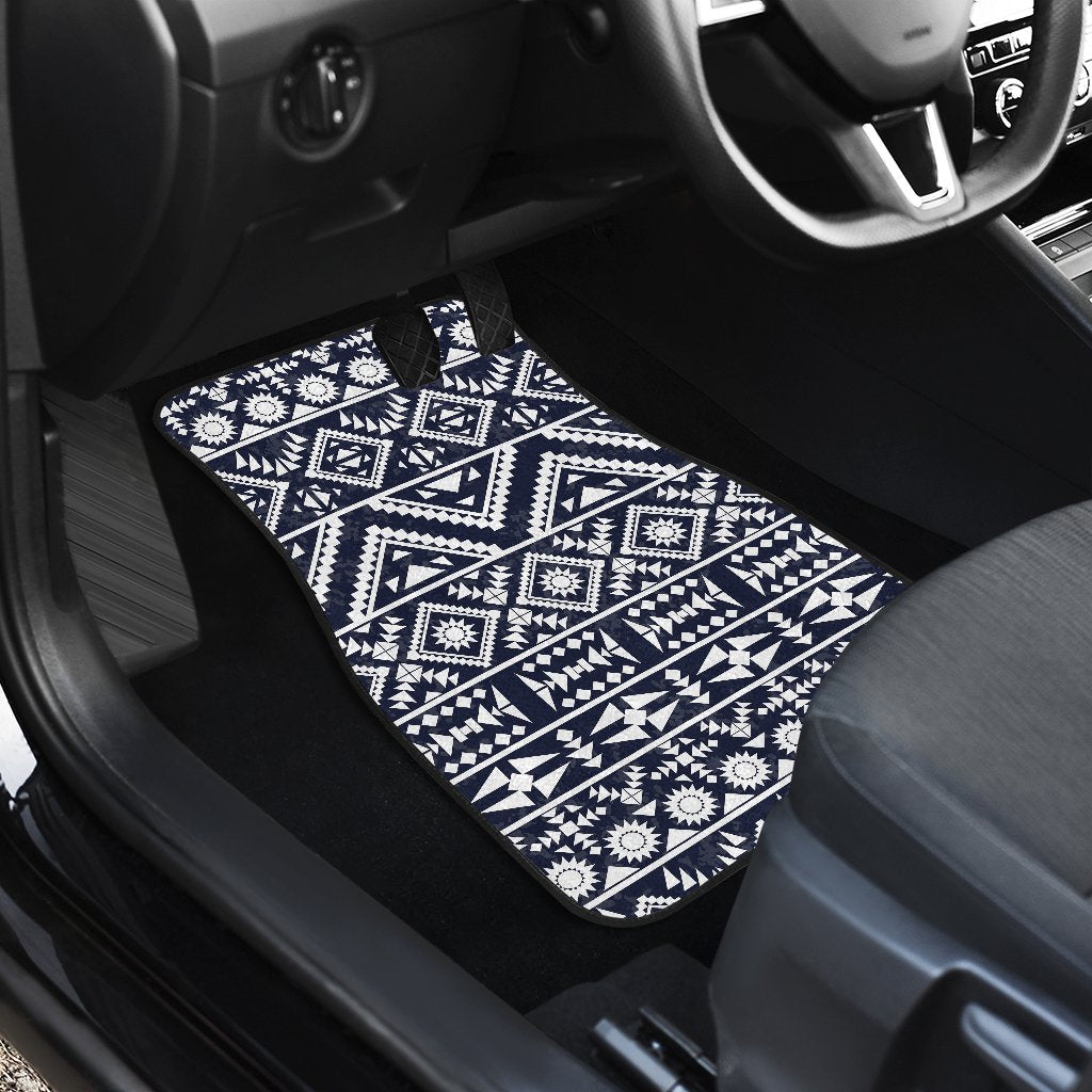 Blue White Tribal Aztec Front and Back Car Floor Mats