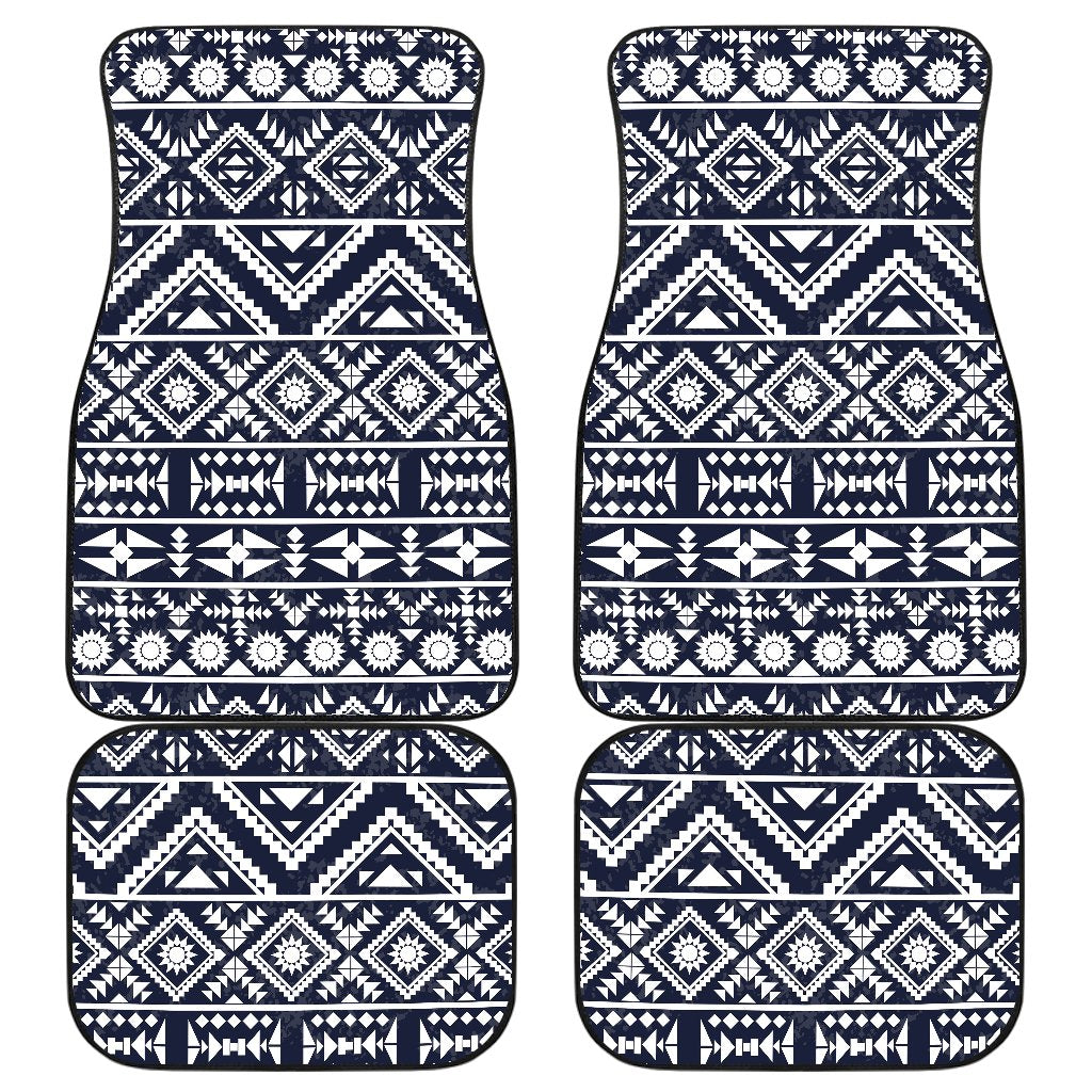 Blue White Tribal Aztec Front and Back Car Floor Mats