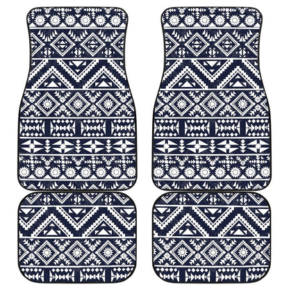 Blue White Tribal Aztec Front and Back Car Floor Mats
