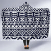 Blue White Tribal Aztec Hooded Blanket-JORJUNE.COM