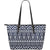 Blue White Tribal Aztec Large Leather Tote Bag