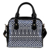 Blue White Tribal Aztec Leather Shoulder Handbag