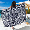 Blue White Tribal Aztec Sarong Pareo Wrap