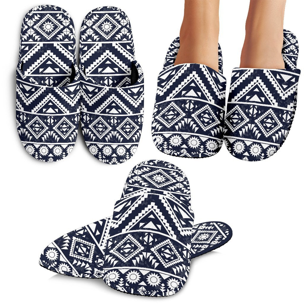Black White Tribal Aztec Slippers