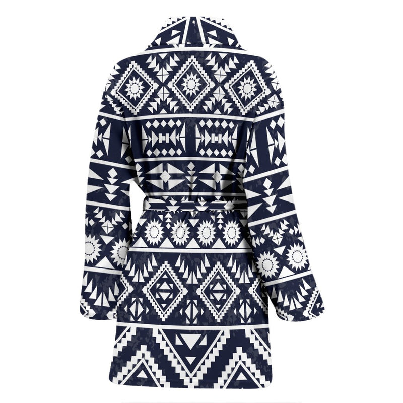 Blue White Tribal Aztec Women Bath Robe