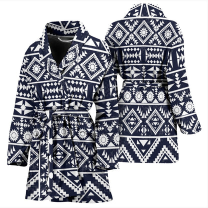 Blue White Tribal Aztec Women Bath Robe