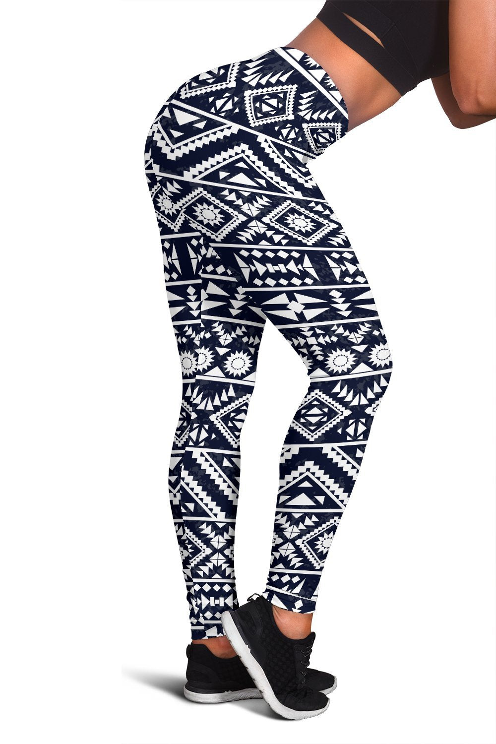 Black White Tribal Aztec Women Leggings