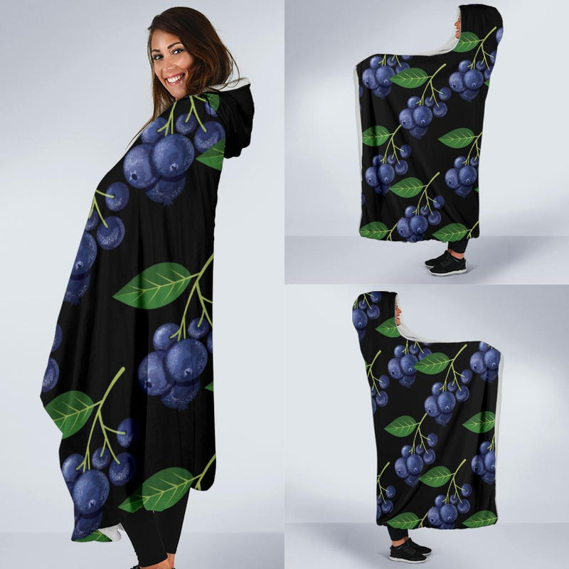 Blueberry Pattern Print Design BB01 Hooded Blanket-JORJUNE.COM