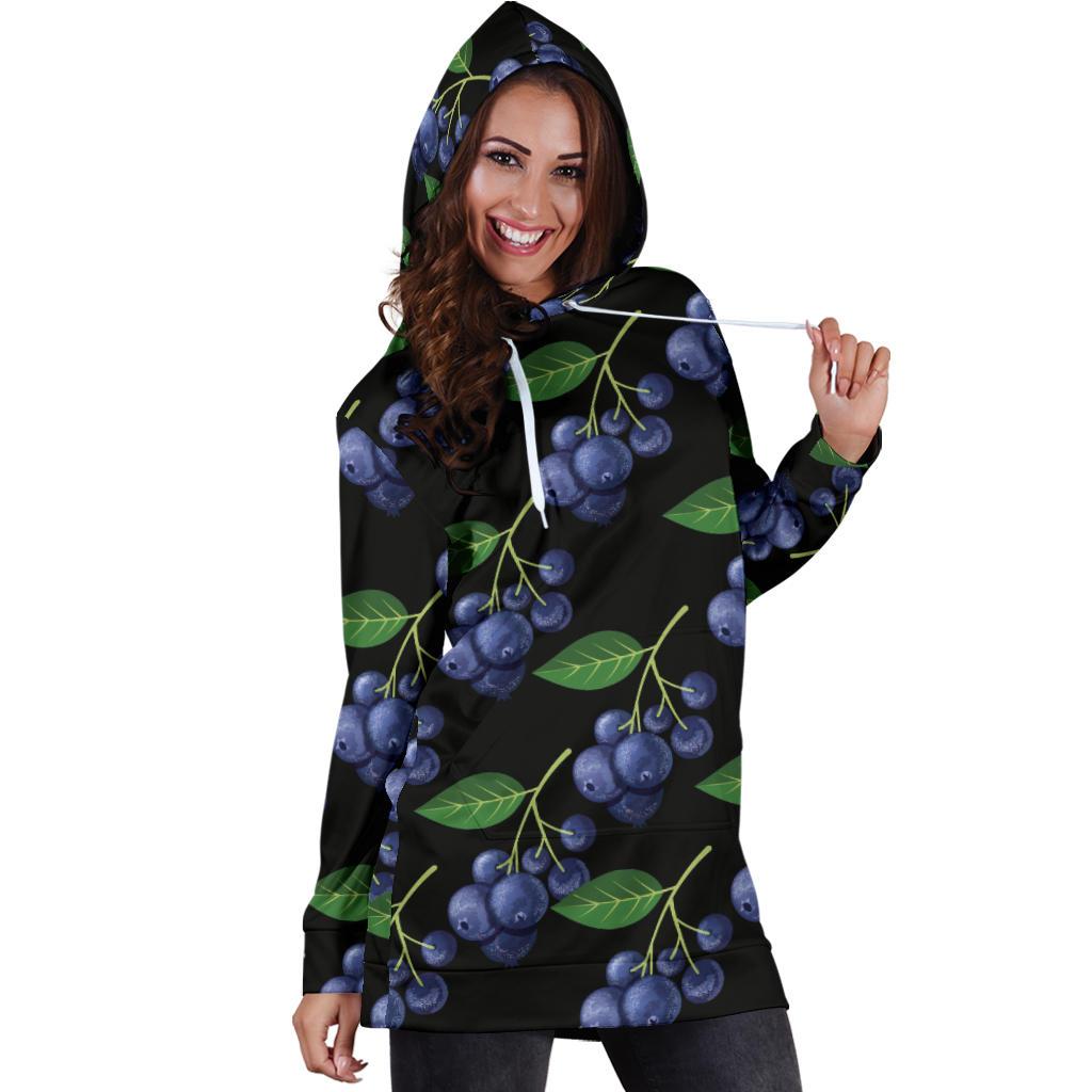 Blueberry Pattern Print Design BB01 Women Hoodie Dress