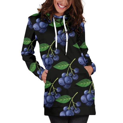 Blueberry Pattern Print Design BB01 Women Hoodie Dress