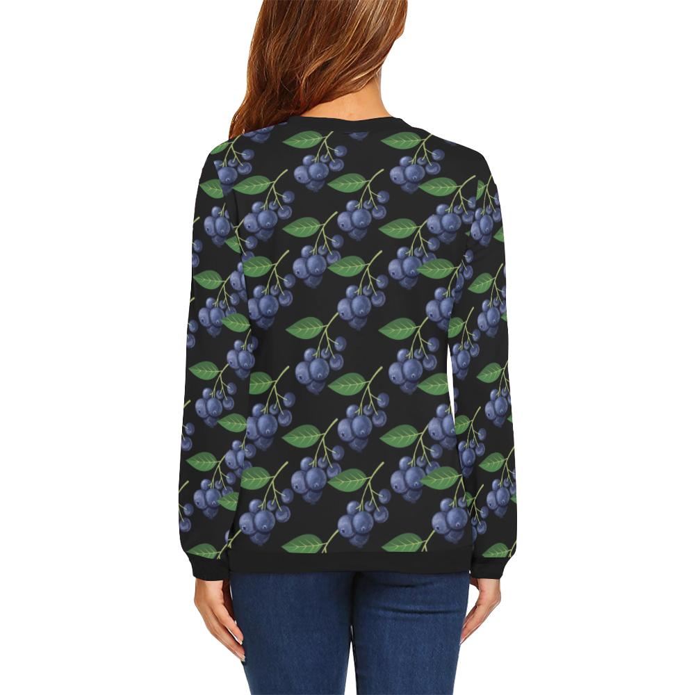 Blueberry Pattern Print Design BB01 Women Long Sleeve Sweatshirt-JorJune