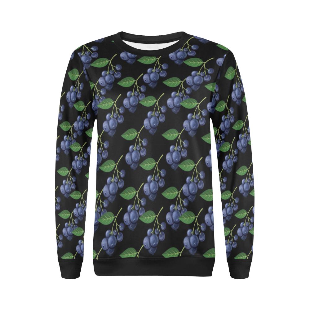Blueberry Pattern Print Design BB01 Women Long Sleeve Sweatshirt-JorJune