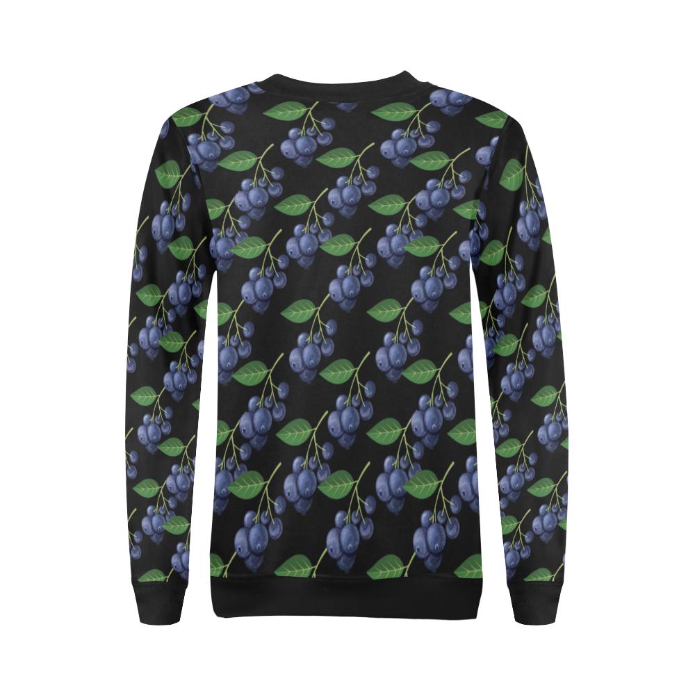 Blueberry Pattern Print Design BB01 Women Long Sleeve Sweatshirt-JorJune