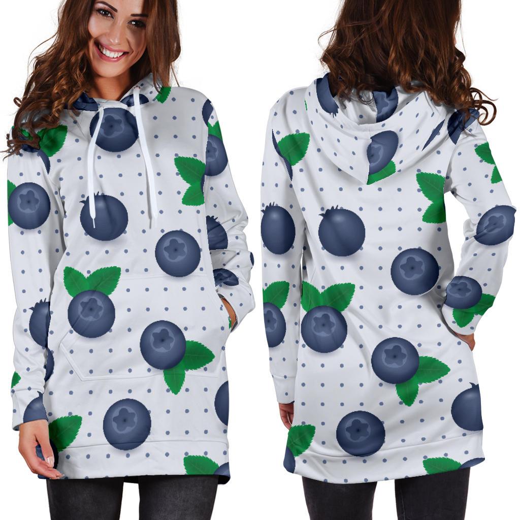 Blueberry Pattern Print Design BB02 Women Hoodie Dress
