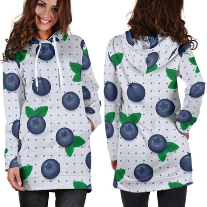Blueberry Pattern Print Design BB02 Women Hoodie Dress