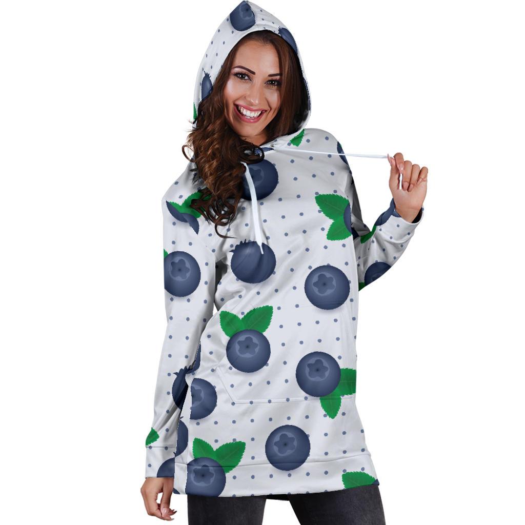 Blueberry Pattern Print Design BB02 Women Hoodie Dress