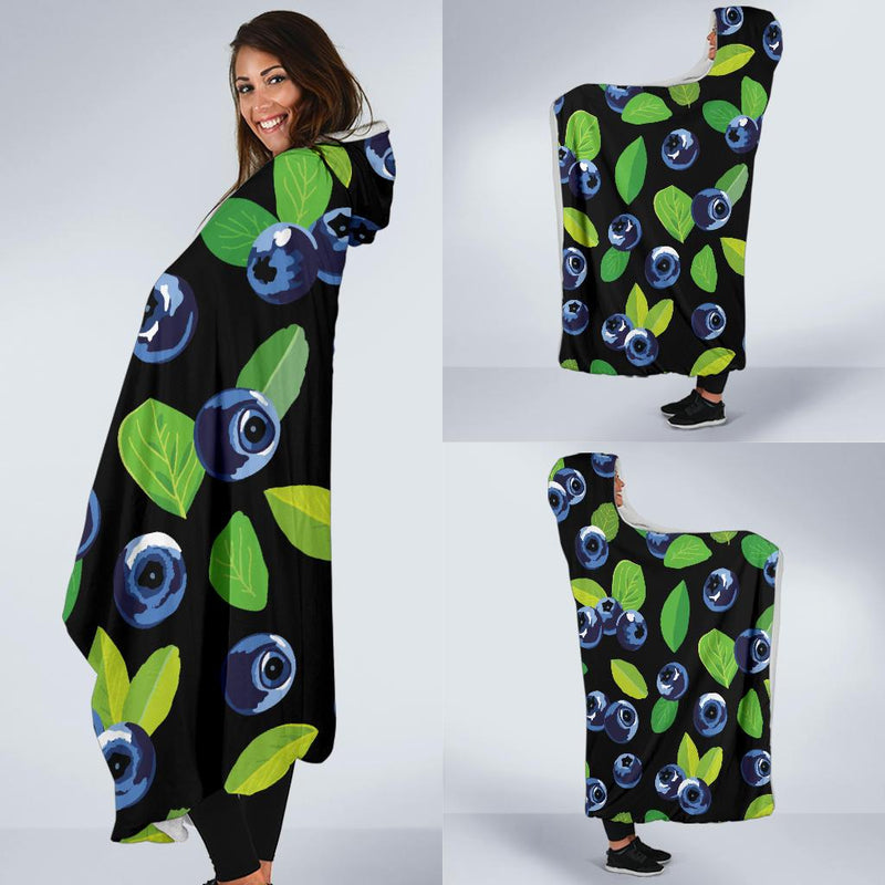 Blueberry Pattern Print Design BB03 Hooded Blanket-JORJUNE.COM