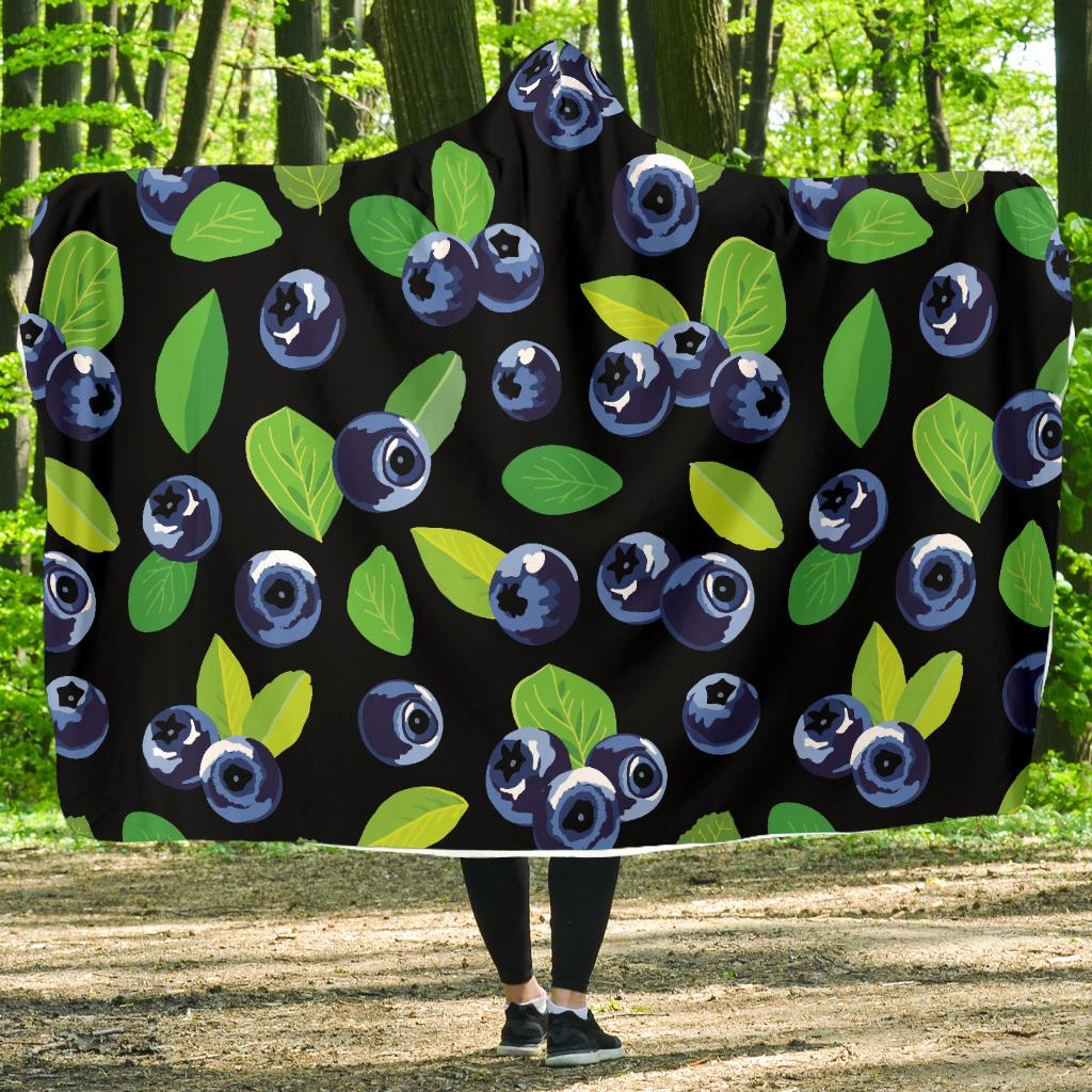 Blueberry Pattern Print Design BB03 Hooded Blanket-JORJUNE.COM