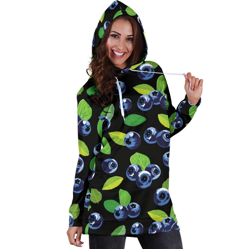 Blueberry Pattern Print Design BB03 Women Hoodie Dress