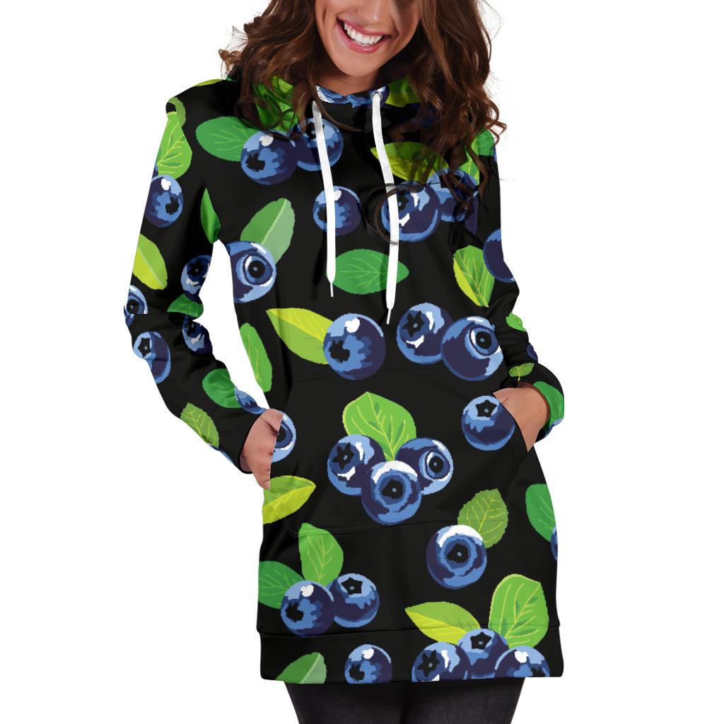 Blueberry Pattern Print Design BB03 Women Hoodie Dress