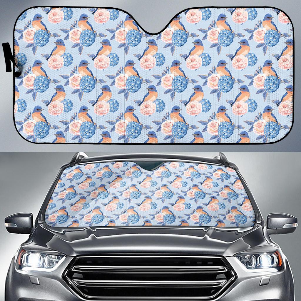 Bluebird Pattern Print Design 01 Car Sun Shade-JORJUNE.COM