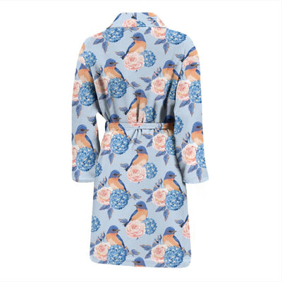 Bluebird Pattern Print Design 01 Men Bathrobe-JORJUNE.COM