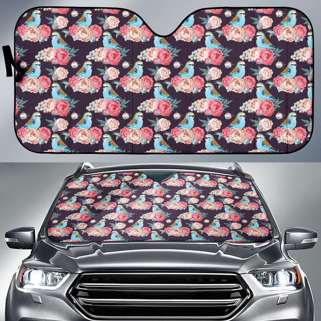 Bluebird Pattern Print Design 02 Car Sun Shade-JORJUNE.COM