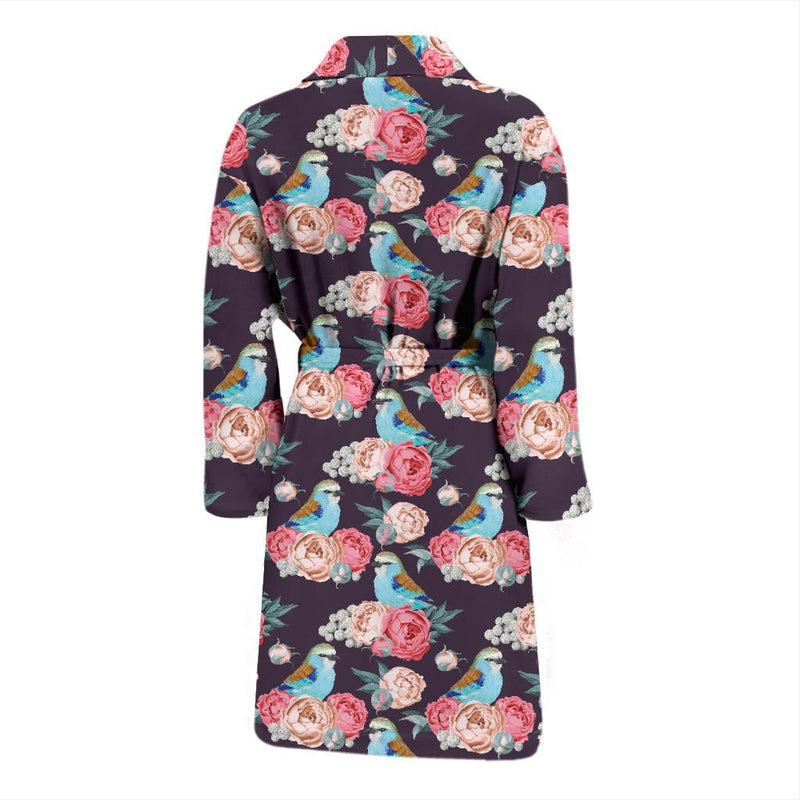 Bluebird Pattern Print Design 02 Men Bathrobe-JORJUNE.COM