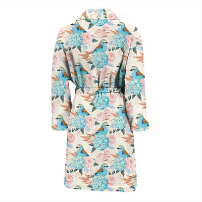 Bluebird Pattern Print Design 03 Men Bathrobe-JORJUNE.COM