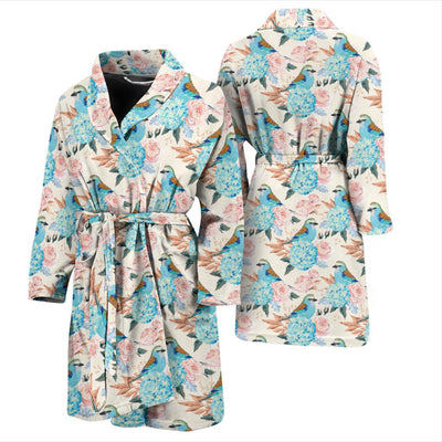 Bluebird Pattern Print Design 03 Men Bathrobe-JORJUNE.COM