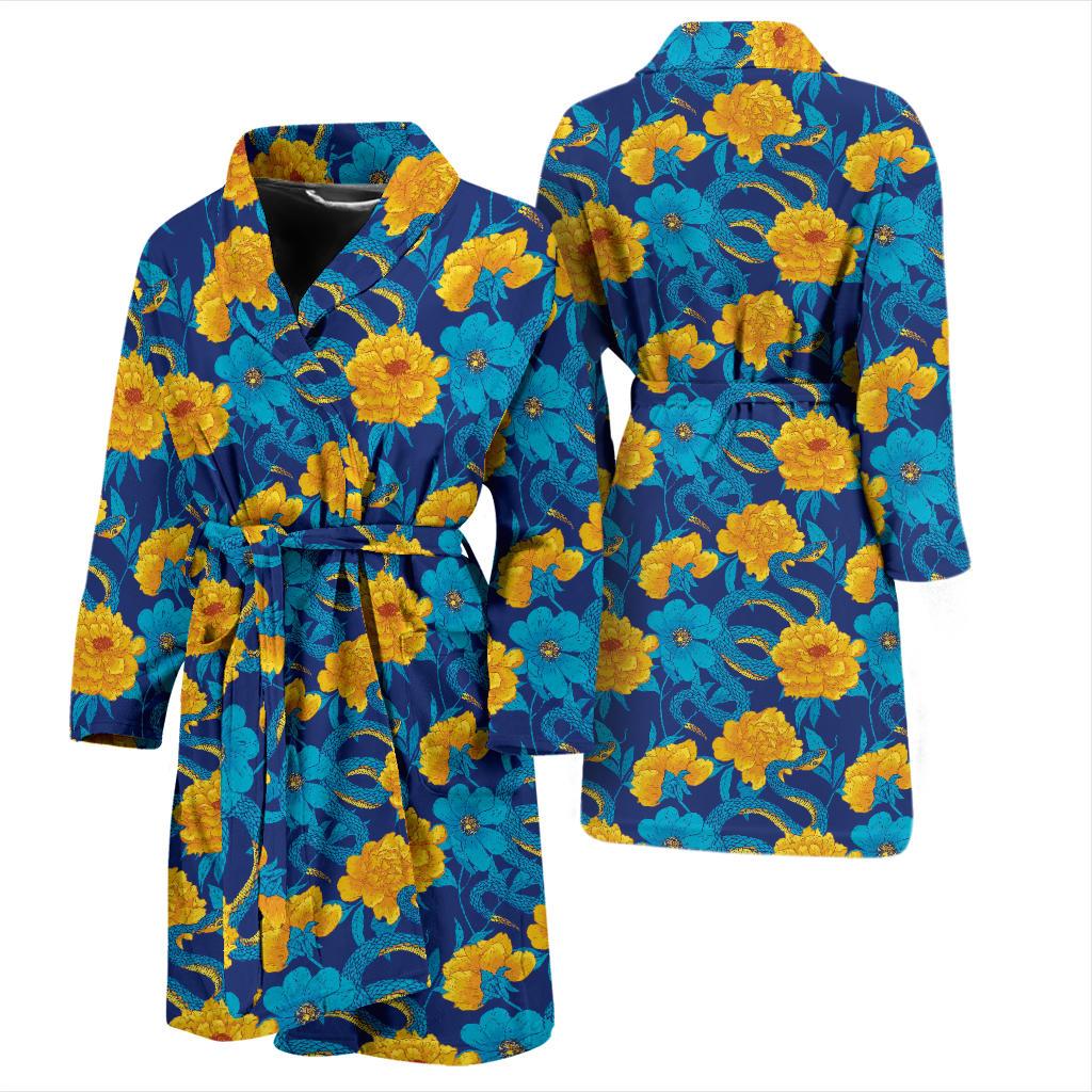 Boa Pattern Print Design 01 Men Bathrobe-JORJUNE.COM